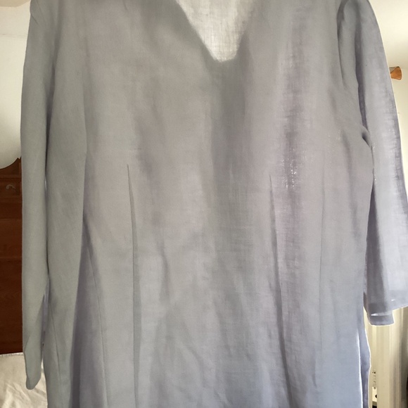 Irish linen blouse, size XL, gray/light blue - Picture 3 of 3